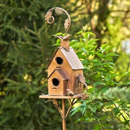 75" Tall Two Tier Classic Home Copper Finish Birdhouse