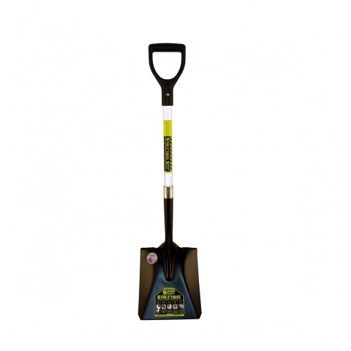 14 Ga. #2 Round Point, Front Turn Step Shovel, 29" Green Fiberglass Handle