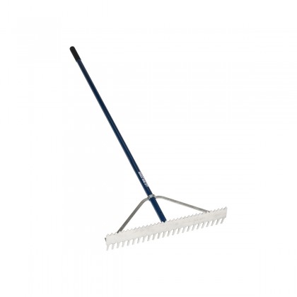 24" Double Play/Dual Purpose Rake, 66" Blue Aluminum Handle