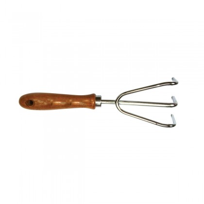 Hand Cultivator, Chrome Plated Head, Wood Handle