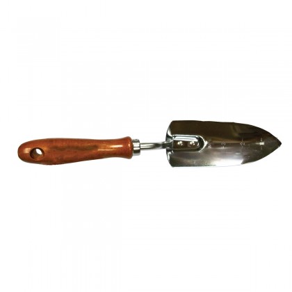 Hand Transplanter, Chrome Plated Head, Wood Handle