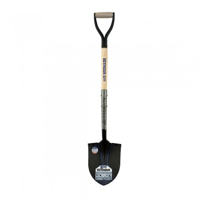 Round Point Shovel, Forward Turned Boot Step, 29" Precision Lathe Turned Hardwood Handle, Steel D Grip