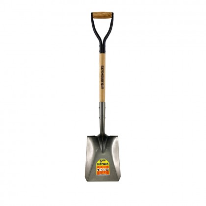 Square Point Shovel, Forward Turned Step, 30" Precision Lathe Turned Hardwood Handle with D-Grip