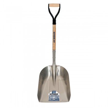 #10 Aluminum Grain Scoop, 14.5" x 18" Head, 29" Hardwood Handle, Steel D-Grip