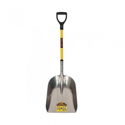 #12 Aluminum Grain Scoop, 29" Yellow Fiberglass Handle, Poly D-Grip