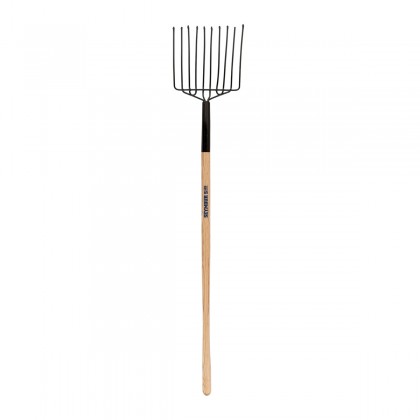 10 Tine Bedding/Landscaping Fork, Welded Steel Head, 48" Contoured Wood Handle