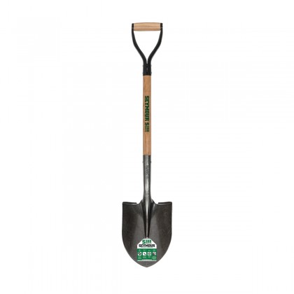 16 Ga. Round Point Shovel, 26" Hardwood Handle, Steel D-Grip