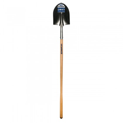 16 Ga. Round Point Shovel, 48" Hardwood Handle