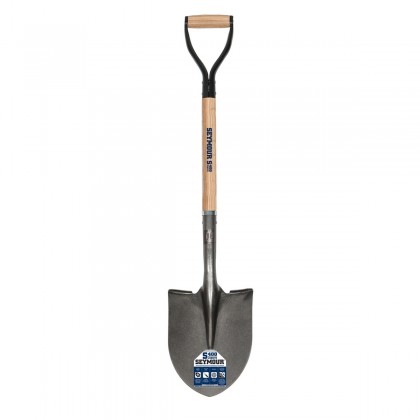 16 Ga. Round Point Shovel, 30" Hardwood Handle, Steel D-Grip