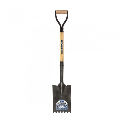 Notched Roofing Spade, Fulcrum Head, 29" Hardwood Handle, Poly D-Grip