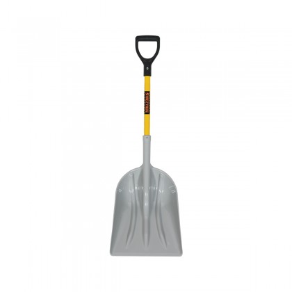 #12 Poly Grain Scoop, 29" Yellow Fiberglass Handle, Poly D-Grip