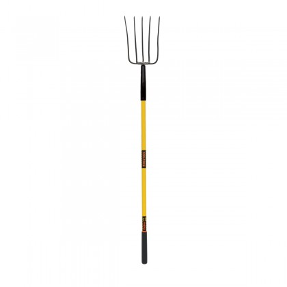 5-Tine Compost Fork, Forged Head, 54" Yellow Fiberglass Handle