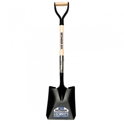 14 Ga. #2 Square Point, Front Turn Step Shovel, 30" Hardwood Handle, Steel D-Grip