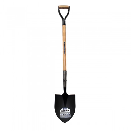14 Ga. #2 Round Point, Front Turn Step Shovel, 39" Hardwood Handle, Steel D-Grip