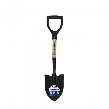Round Point Shovel, Hardwood Handle, Poly D-Grip, Compact 27" Length