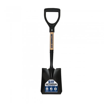 Square Point Shovel, Hardwood Handle, Poly D-Grip, Compact 27" Length