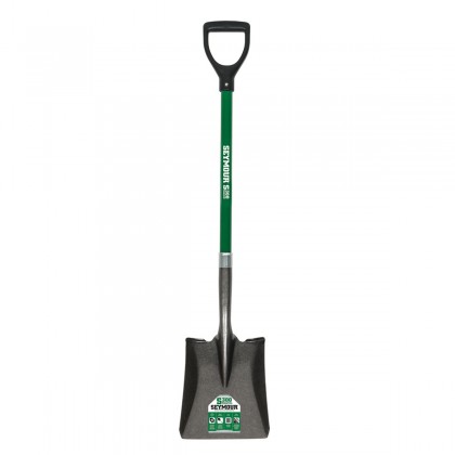 #2 Square Point Shovel, 26" Green Fiberglass Handle, Poly D-Grip