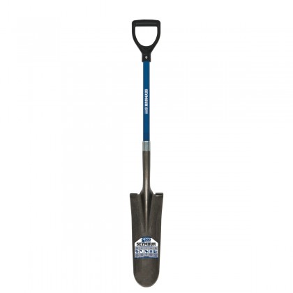 16" Drain Spade, 26" Blue Fiberglass Handle, Poly D-Grip