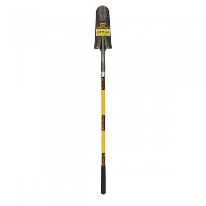 14" Drain Spade, Front Turn Step Open Back, 48" Yellow Fiberglass Handle