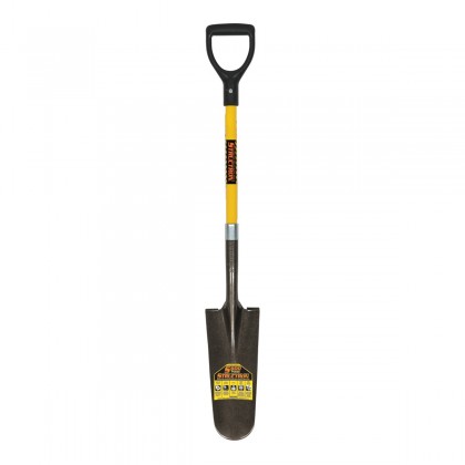 14" Drain Spade, Front Turn Step Open Back, 30" Yellow D-Grip Fiberglass Handle