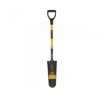16" Front Turn Step Drain Spade, 29" Yellow Fiberglass Handle, D-Grip
