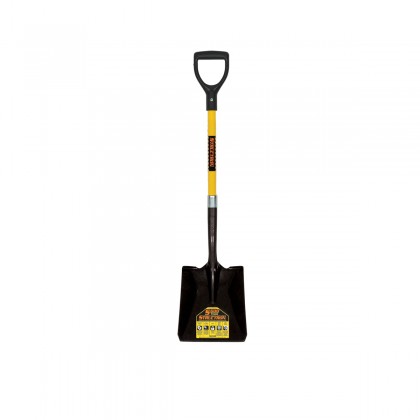 14 Ga. #2 Square Point, Front Turn Step Shovel, 29" Yellow Fiberglass Handle, D-Grip