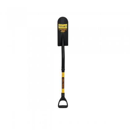 14" Drain Spade, Front Turn Step Closed Back, 30" Yellow D-Grip Fiberglass Handle