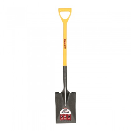 Garden Spade Shovel, 14 Gauge Forward Turned Step, 28" Polymer with Fiberglass Core, Poly D Grip