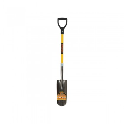 14" Rear Roll Step Drain Spade, 29" Yellow Fiberglass Handle, D-Grip