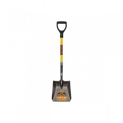 14 Ga. #2 Square Point , Rear Roll Step Shovel, 29" Yellow Fiberglass Handle, D-Grip