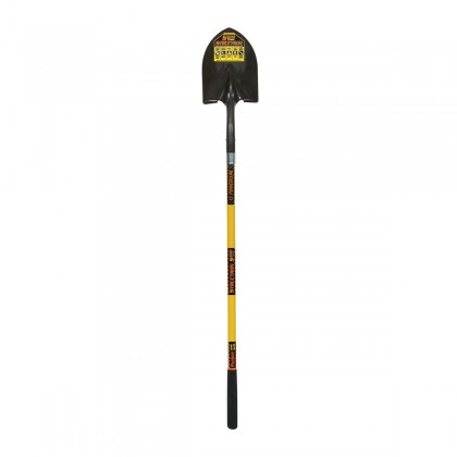 14 Ga. #2 Round Point, Front Turn Step Closed Back Shovel, 48" Yellow Fiberglass Handle