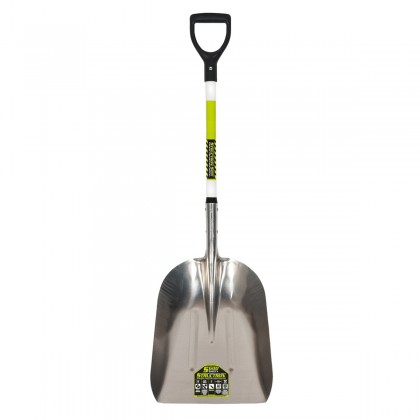 Western Pattern Grain Scoop, #12 Aluminum, 29" Premium Fiberglass Handle with 3M Retroreflective Tape, Poly D Grip