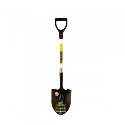 14 Ga. #2 Round Point, Front Turn Step Shovel, 29" Green Fiberglass Handle