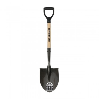16 Ga. Round Point Shovel, 26" Hardwood Handle, Black Poly D-Grip