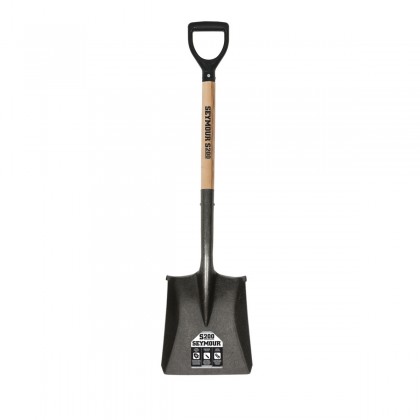 16 Ga. Square Point Shovel, 26" Hardwood Handle, Black Poly D-Grip