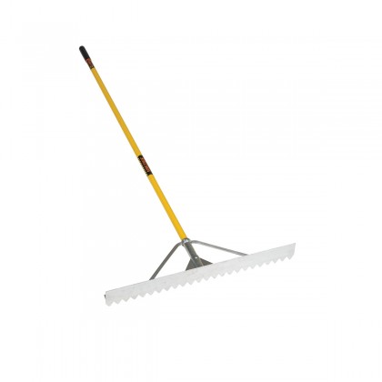 24" Light Lute/Rake, 82" Yellow Fiberglass Handle, Cushion Grip, Goliath Bracing