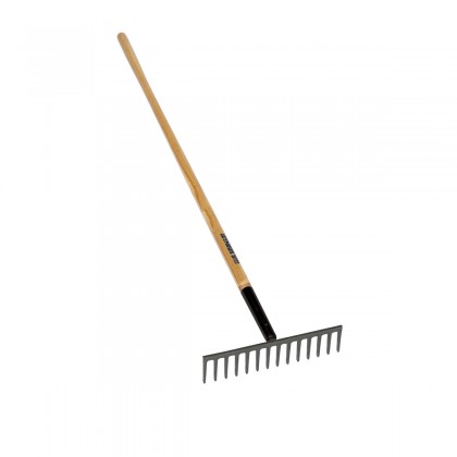 14 Tine Forged Stone Rake, 66" Hardwood Handle