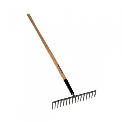 16 Tine Steel Stone Rake, 62" Wood Handle