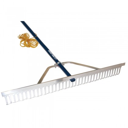 36" Lake Rake, 66" Red Aluminum Handle, Teeth Wire and 50' Rope