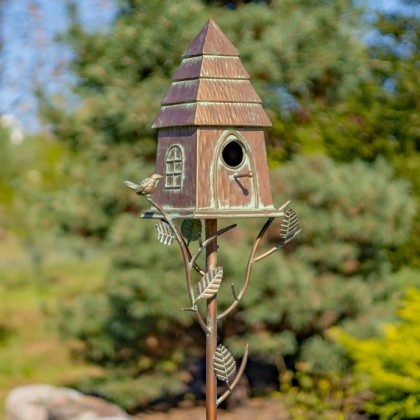 70"+ Tall Copper Finish Birdhouse