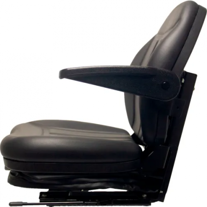 Concentric™ 360 Series High-Back Seat with Arm Rests & Integrated Suspension, Vinyl, Black
