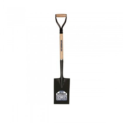 16 Ga. #2 Closed Back Garden Spade, 30" Hardwood Handle, Steel D-Grip